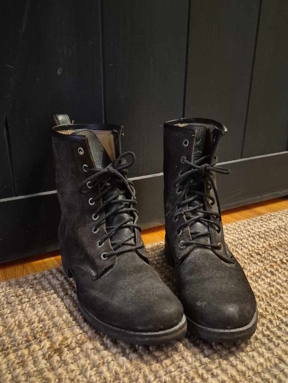 Frye Black Men's Lace-Up Combat Boots
